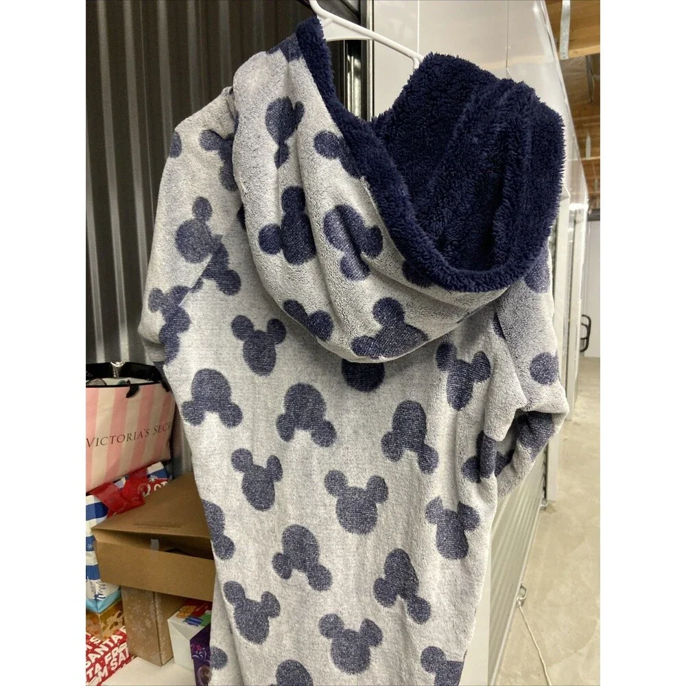 Disney Mickey Mouse Silhouette Blue Plush Hooded Nightgown Size M - Picture 11 of 16